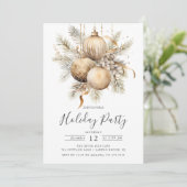 Elegante Gouden Kerstversieringen Vakantie Party Kaart (Staand voorkant)