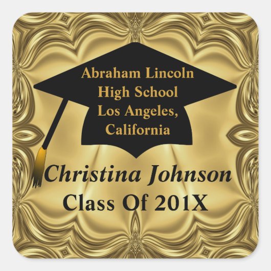 Elegante gouden klasse van 2013 Afstuderen Sticker (Voorkant)