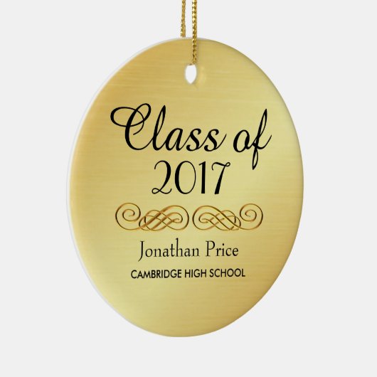 Elegante gouden klasse van Afstuderen kerst Keramisch Ornament (Rechts)