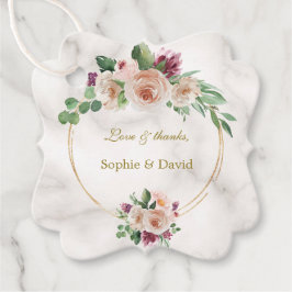 Elegante Gouden Klassiek Blauwe Bloemige Trouw Bedankjes Labels