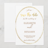 Elegante gouden klassieke minimalistische save the date (Voorkant / Achterkant)
