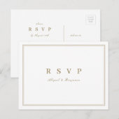 Elegante gouden klassieke minimalistische trouw-RS Uitnodiging Briefkaart (Voorkant / Achterkant)
