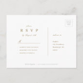 Elegante gouden klassieke minimalistische trouw-RS Uitnodiging Briefkaart (Achterkant)