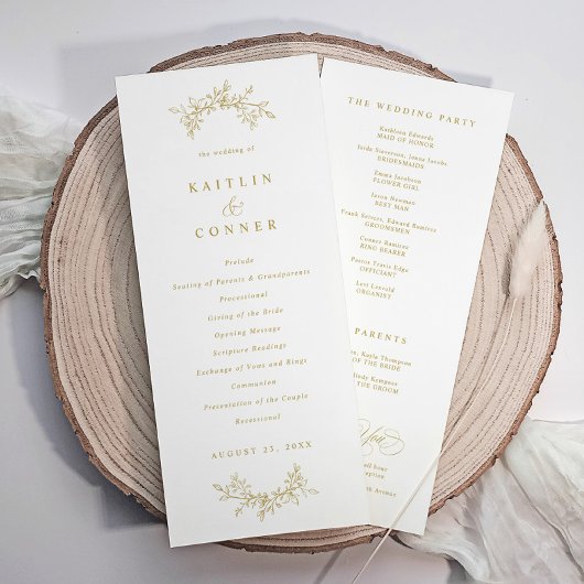 Elegante Gouden Klassieke Vintage Trouwprogramma's Programmakaart