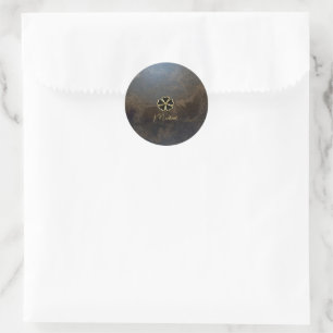 Elegante Gouden Klaver,Leerlook Klaver Ronde Sticker