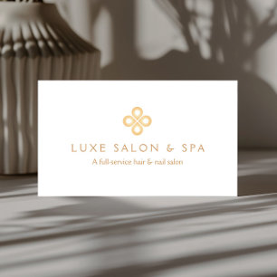 ELEGANTE GOUDEN KLAVER LOGO OP WIT voor Salon, Spa Visitekaartje