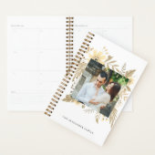 Elegante Gouden Kleur Bloemen Twee Fotoplanner Planner (Display)
