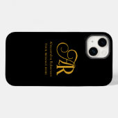 Elegante gouden kleur monogram & naam Case-Mate iPhone case (Achterkant (horizontaal))