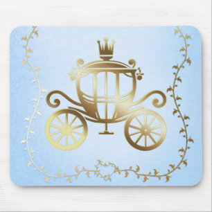 Elegante Gouden Koets Blauwe Sprookjesboek Prinses Muismat