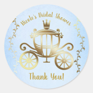 Elegante Gouden Koets Blauwe Verhalenboek Koninkli Ronde Sticker
