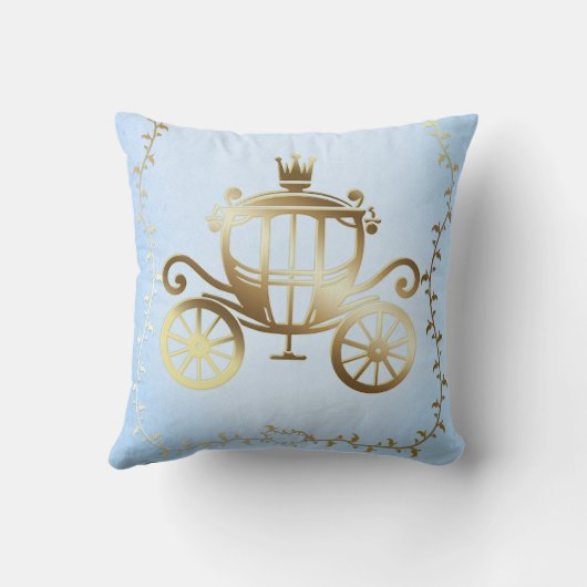 Elegante Gouden Koets Blauwe Verhalenboek Prinses Kussen (Achterkant)