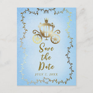Elegante Gouden Koets Verhalenboek Save the Date Aankondigingskaart