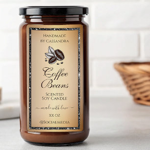 Elegante Gouden Koffie Zilver Glitter Product Labe Etiket