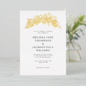 Elegante gouden krans bruiloft ontwerp folie uitnodiging (Staand Voorkant)