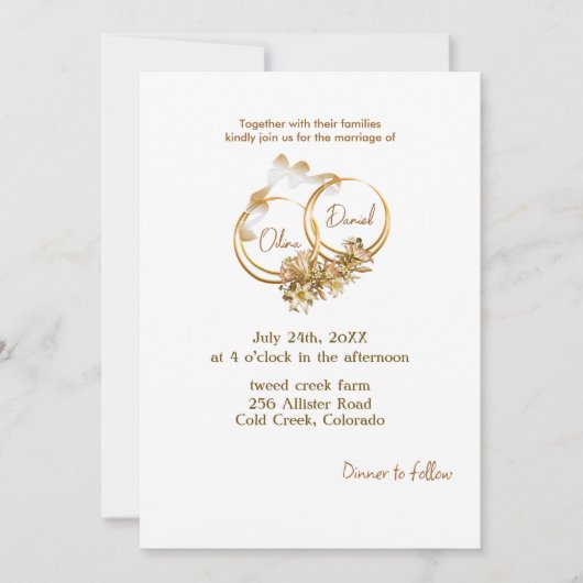 Elegante gouden krans bruiloft uitnodiging (Voorkant)