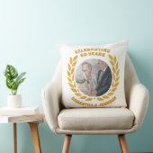 Elegante gouden krans foto 60ste bruiloft Jubileum Kussen (Stoel)