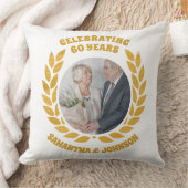 Elegante gouden krans foto 60ste bruiloft Jubileum Kussen (Deken)