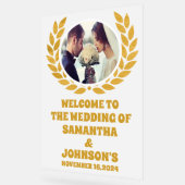 Elegante gouden krans foto bruiloft Welkom Frosted Acryl Bord (Hoek)