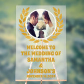 Elegante gouden krans foto bruiloft Welkom Frosted Acryl Bord (Neutraal)