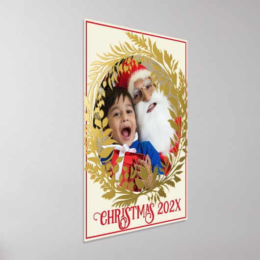 Elegante gouden krans Kerstfoto Jaar & Afbeelding Folie Afdrukken (Laagn)