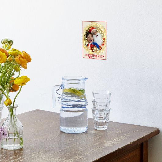 Elegante gouden krans Kerstfoto Jaar & Afbeelding Folie Afdrukken (Laag (Keuken))