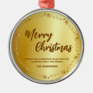 Elegante Gouden Krans Kerstman Slede Hert vrolijk  Metalen Ornament