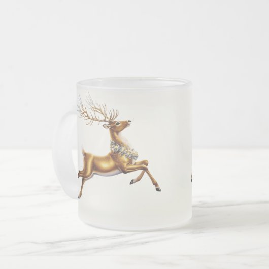 Elegante gouden krans rendier Moose vrolijk Xmas Matglas Koffiemok (Voorkant links)