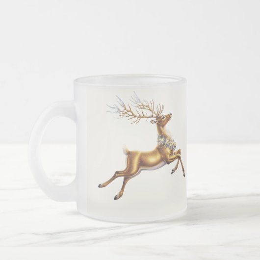 Elegante gouden krans rendier Moose vrolijk Xmas Matglas Koffiemok (Links)