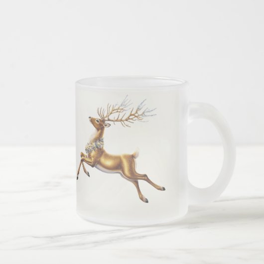 Elegante gouden krans rendier Moose vrolijk Xmas Matglas Koffiemok (Rechts)