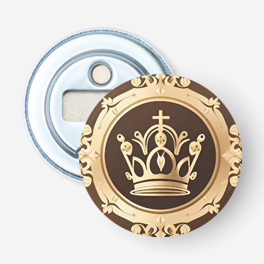 Elegante Gouden Kroon Button Flesopener (Voorkant)