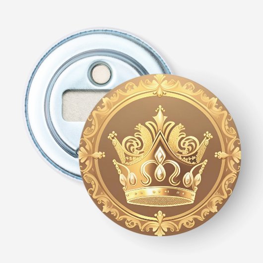 Elegante Gouden Kroon Button Flesopener (Voorkant)