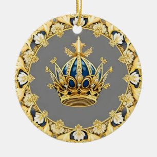 Elegante Gouden Kroon Keramisch Ornament