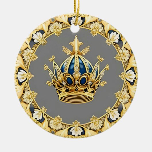 Elegante Gouden Kroon Keramisch Ornament (Voorkant)