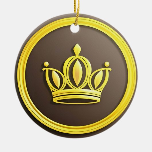 Elegante Gouden Kroon Keramisch Ornament (Voorkant)
