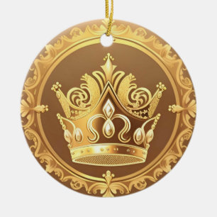 Elegante Gouden Kroon Keramisch Ornament