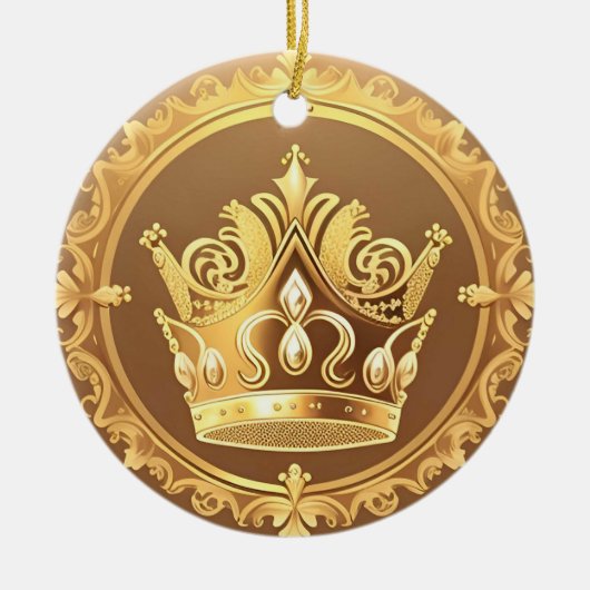 Elegante gouden kroon keramisch ornament (Voorkant)
