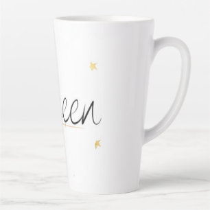 Elegante Gouden Kroon Koningin Typografie Waterfle Latte Mok