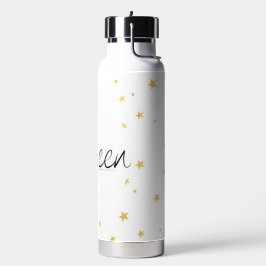Elegante Gouden Kroon Koningin Typografie Waterfle Waterfles