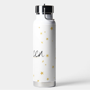 Elegante Gouden Kroon Koningin Typografie Waterfle Waterfles