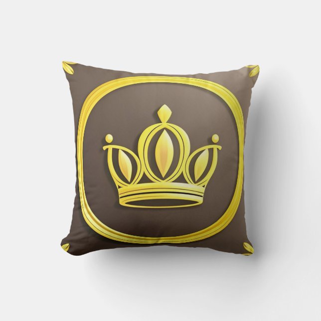 Elegante Gouden Kroon Kussen (Voorkant)