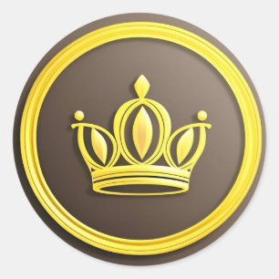 Elegante Gouden Kroon 👑 Luxe Koninklijk Symbool K Ronde Sticker