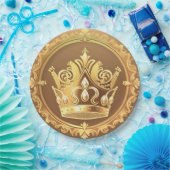 Elegante gouden kroon papieren bordje (Feest)