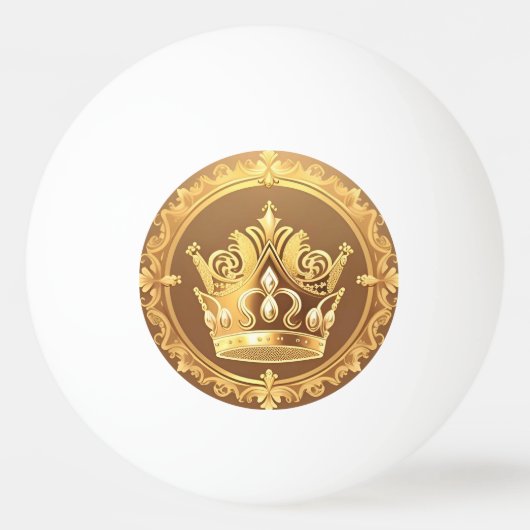 Elegante Gouden Kroon Pingpongbal (Voorkant)