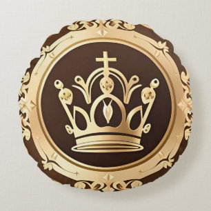 Elegante Gouden Kroon Rond Kussen
