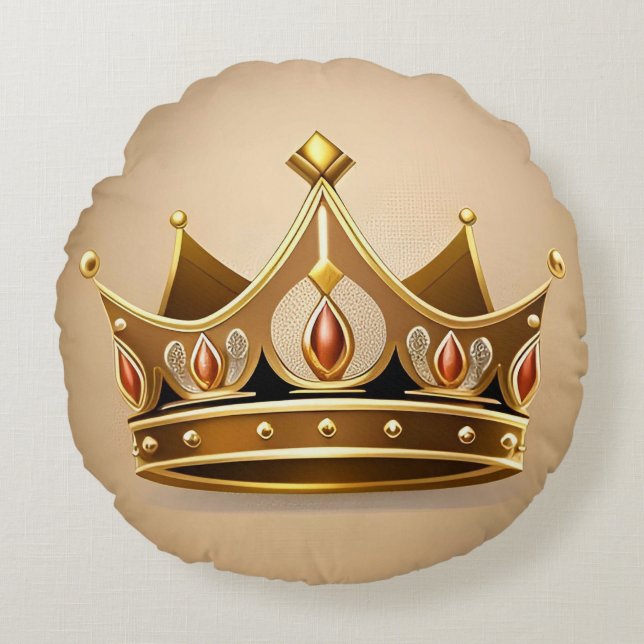Elegante gouden kroon rond kussen (Voorkant)