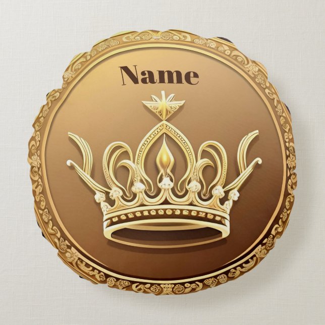 Elegante gouden kroon rond kussen (Voorkant)