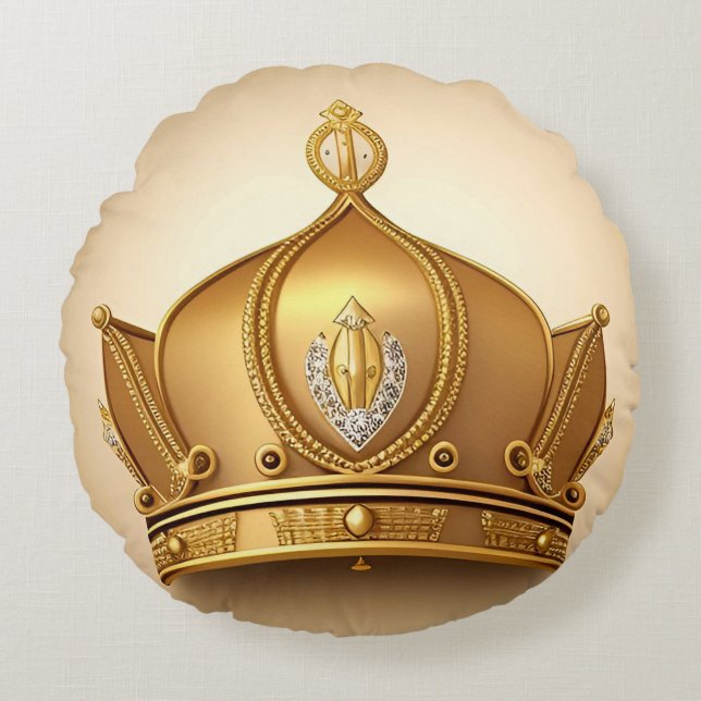 Elegante gouden kroon rond kussen (Voorkant)