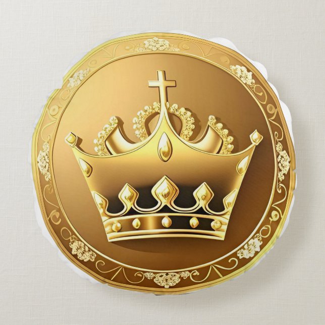 Elegante gouden kroon rond kussen (Voorkant)