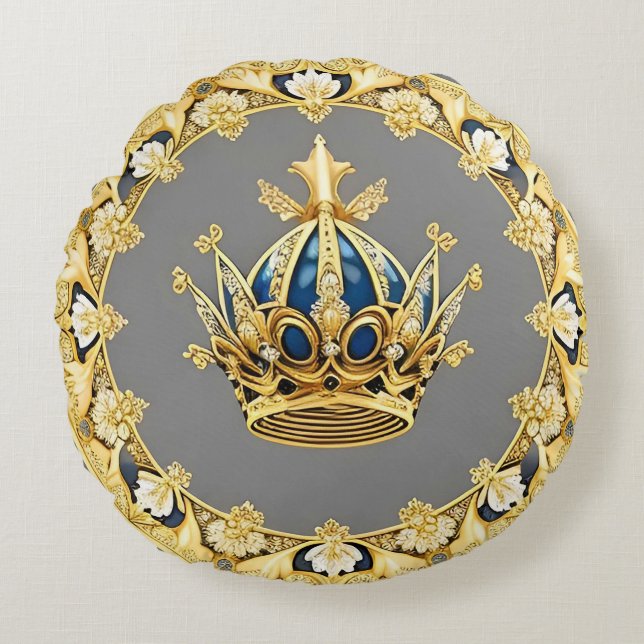 Elegante gouden kroon rond kussen (Voorkant)