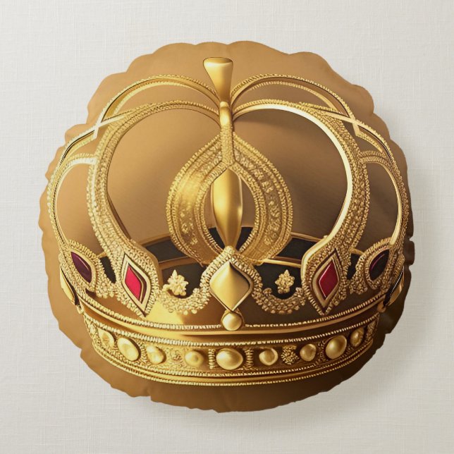 Elegante gouden kroon rond kussen (Voorkant)